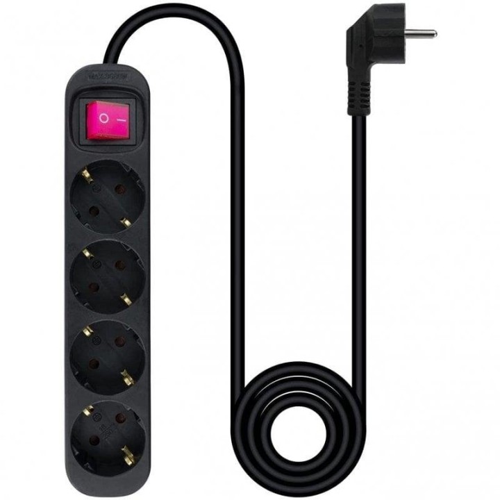 Nanocable Regleta con Protección 4 Tomas Schuko 1.4m Negra