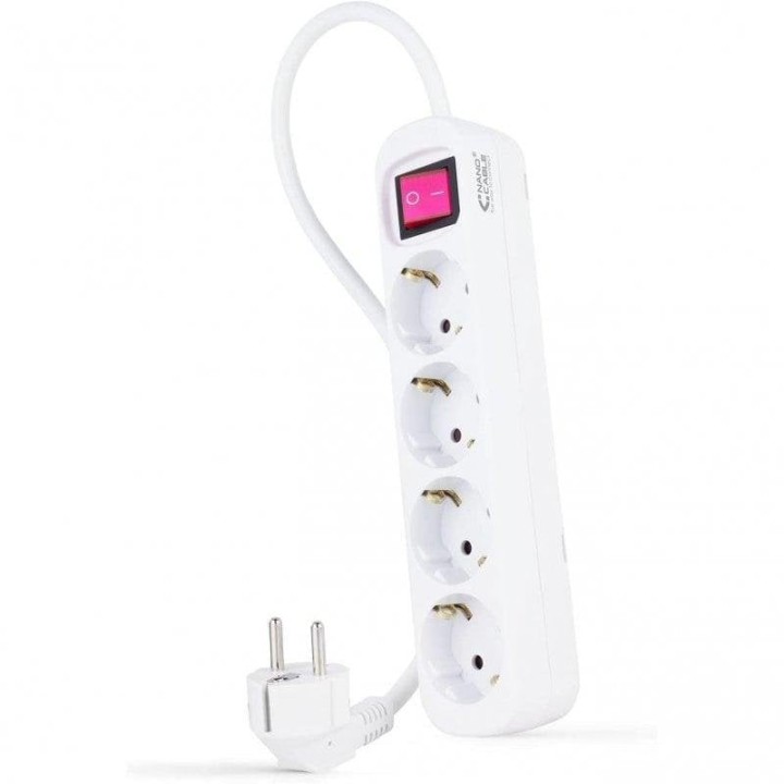 Nanocable Regleta con Protección 4 Tomas Schuko 1.4m Blanca