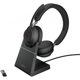 Jabra Evolve2 65 Auriculares Inalámbricos Negros + Soporte de Carga USB