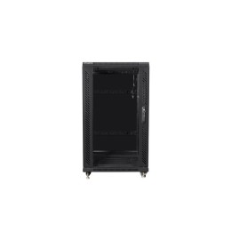 Gabinete rack independiente Lanberg FF01-6622-12B 22U 800kg negro puertas cristal/acero ventilación profesional