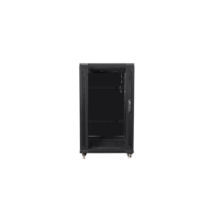 Gabinete rack independiente Lanberg FF01-6622-12B 22U 800kg negro puertas cristal/acero ventilación profesional