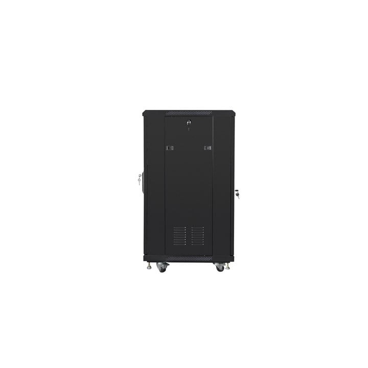 Gabinete rack independiente Lanberg FF01-6622-12B 22U 800kg negro puertas cristal/acero ventilación profesional