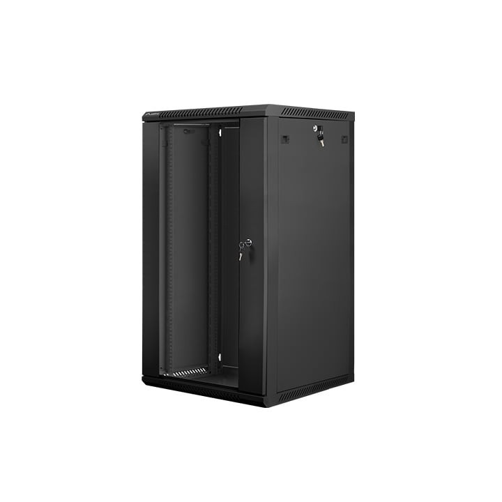 Gabinete rack mural Lanberg WF01-6622-10B 22U 19" acero IP20 negro 60kg autoinstalable