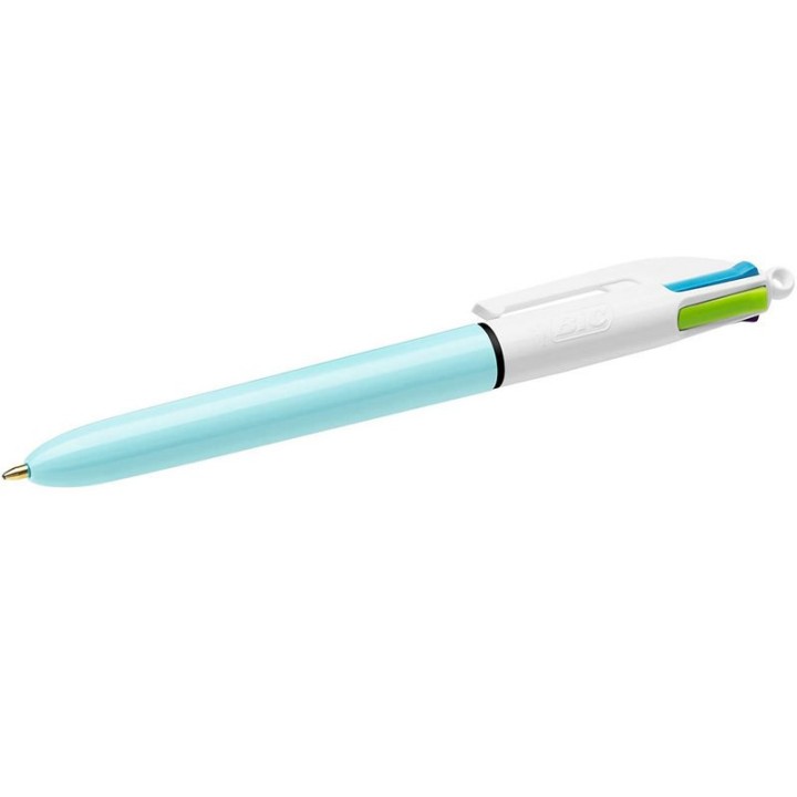 Bic Fun 4 Colores Caja 12 Bolígrafos Retráctiles Cuerpo Azul Pastel