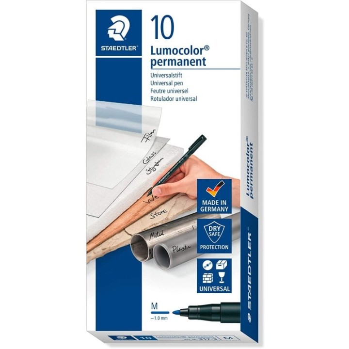 Staedtler Lumocolor 317 Pack 10 Rotuladores Permanentes 1.0mm Azul