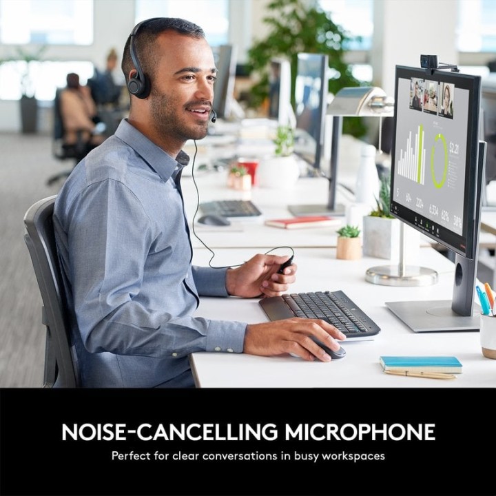 Logitech 960 Auriculares con Cable, Sonido Estéreo con Micrófono Supresión de Ruido PC/Mac/Portátil