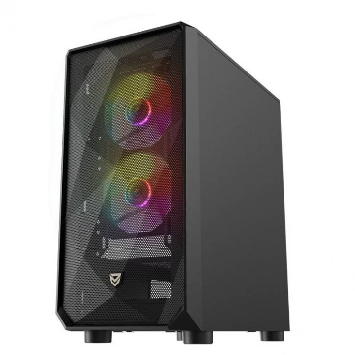Nfortec Dys ARGB Torre MicroATX con Cristal Templado 3 Ventiladores USB 3.0 ARGB Negra