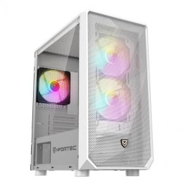 Nfortec Dys ARGB Torre MicroATX con Cristal Templado 3 Ventiladores USB 3.0 ARGB Blanca