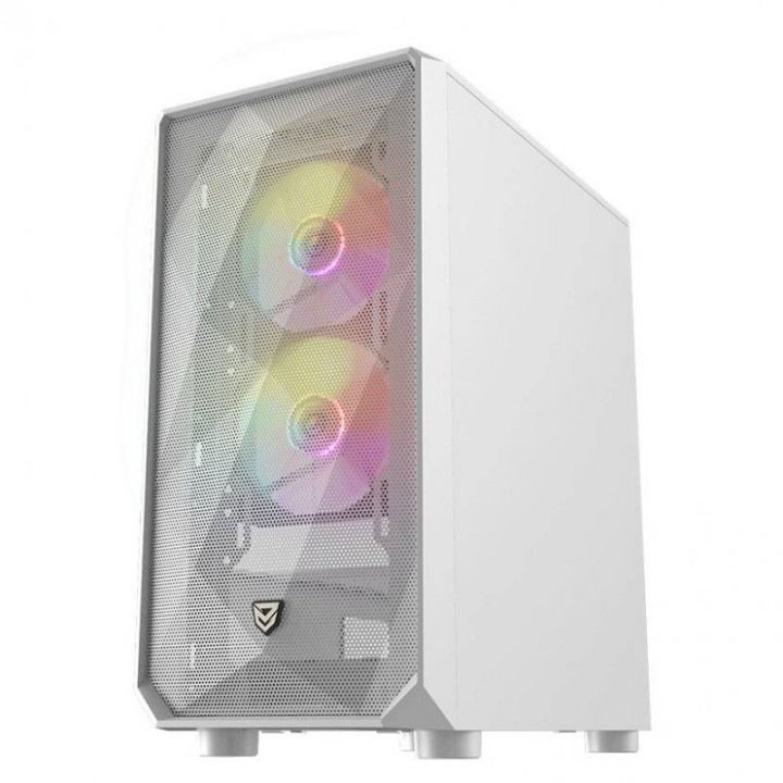 Nfortec Dys ARGB Torre MicroATX con Cristal Templado 3 Ventiladores USB 3.0 ARGB Blanca
