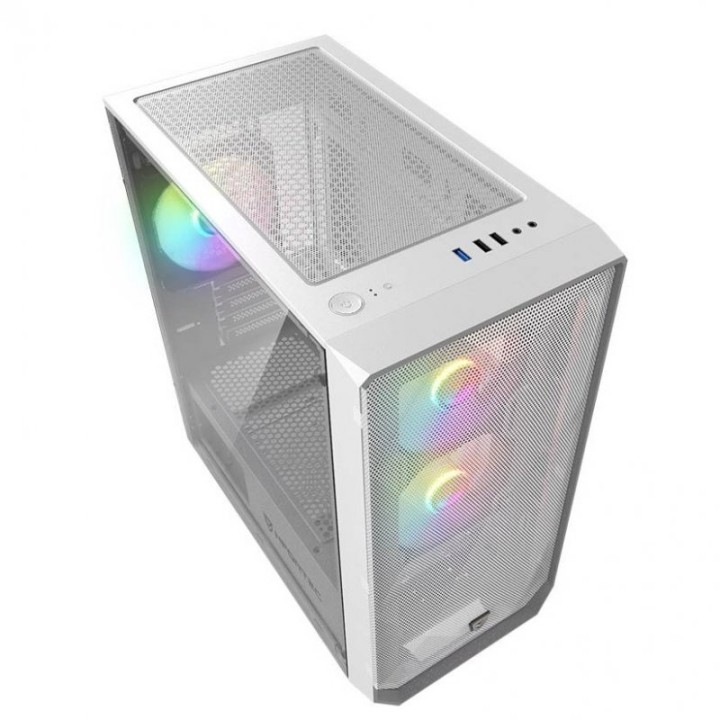 Nfortec Dys ARGB Torre MicroATX con Cristal Templado 3 Ventiladores USB 3.0 ARGB Blanca