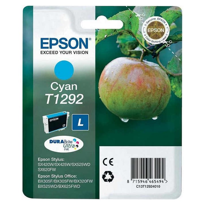Cartucho Tinta Original Epson T1292 Cyan STYLUS SX230/235W/420W/425W