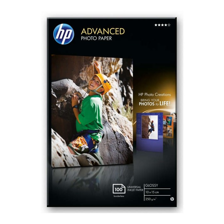 HP Papel Fotográfico con Brillo HP Advanced 100 hojas/10 x 15 cm Sin Bordes