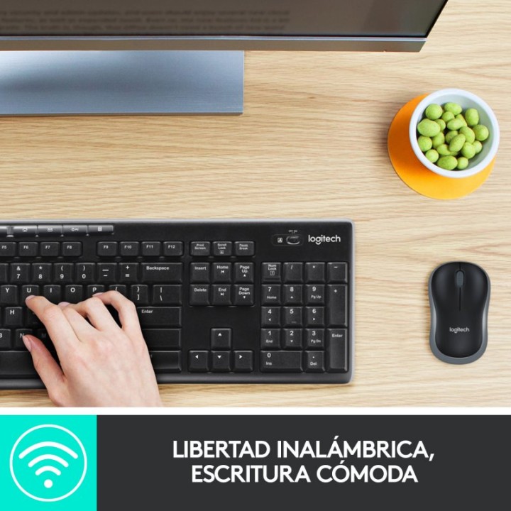 Logitech MK270 Combo Teclado y Ratón Inalámbrico para Windows, Ratón Compacto, 8 Teclas Multimedia