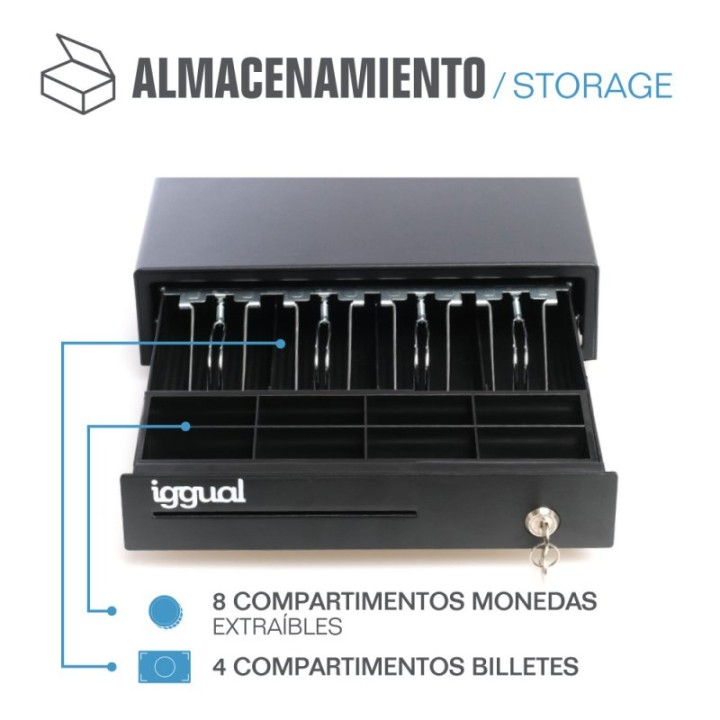 Iggual IRON-15 Cajón Portamonedas 37cm 4+8 Negro