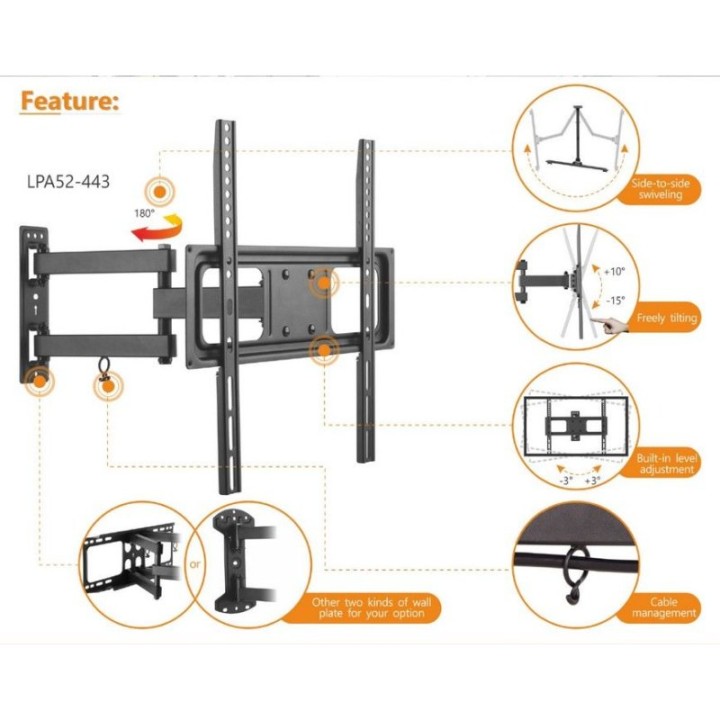 Equip 650341 Soporte de Pared para Pantalla 32"-55" Doble Brazo Articulado VESA 400 x 400 Max 35Kg