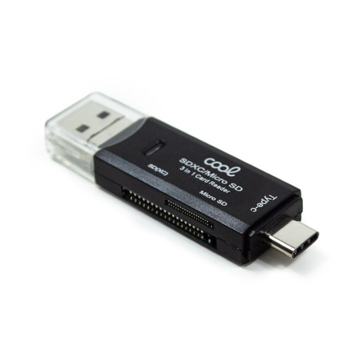 Cool 3 en 1 Multilector USB-C/USB/ Mini USB para Tarjetas SD/ Micro SD
