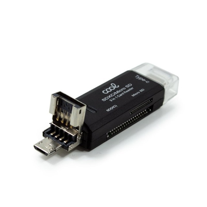 Cool 3 en 1 Multilector USB-C/USB/ Mini USB para Tarjetas SD/ Micro SD