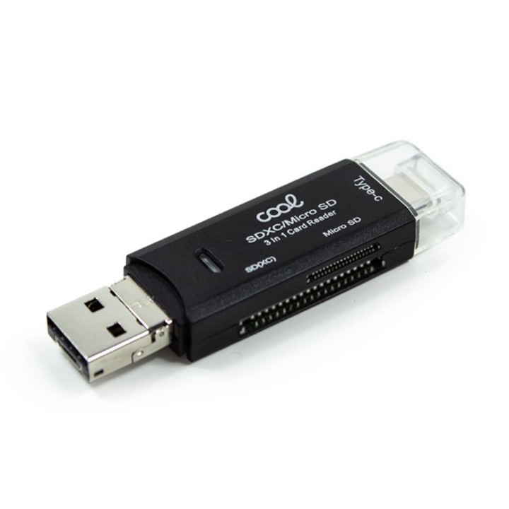 Cool 3 en 1 Multilector USB-C/USB/ Mini USB para Tarjetas SD/ Micro SD