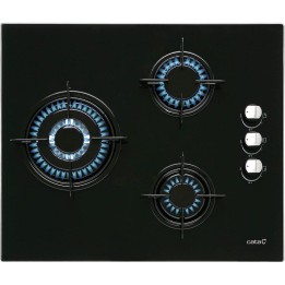 Cata CIB 6021 BK Placa de Gas 3 Zonas 60cm Cristal Negro