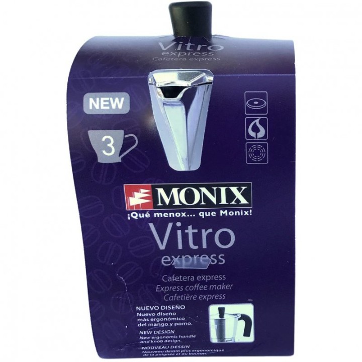 Monix Vitro Expres M620003 Cafetera Italiana de Aluminio 3 Tazas Plata