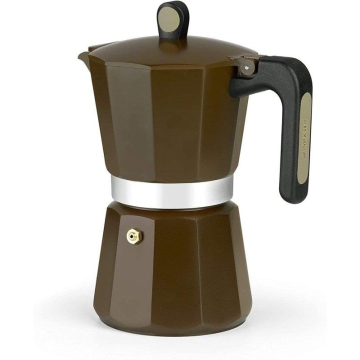 Monix New Cream Cafetera Italiana de Aluminio 6 Tazas Marrón