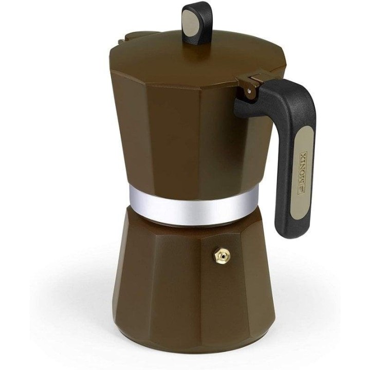Monix New Cream Cafetera Italiana de Aluminio 6 Tazas Marrón