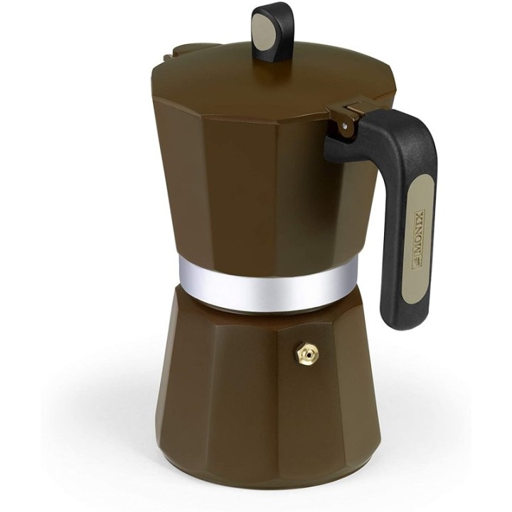 Monix New Cream Cafetera Italiana de Aluminio 9 Tazas Marrón