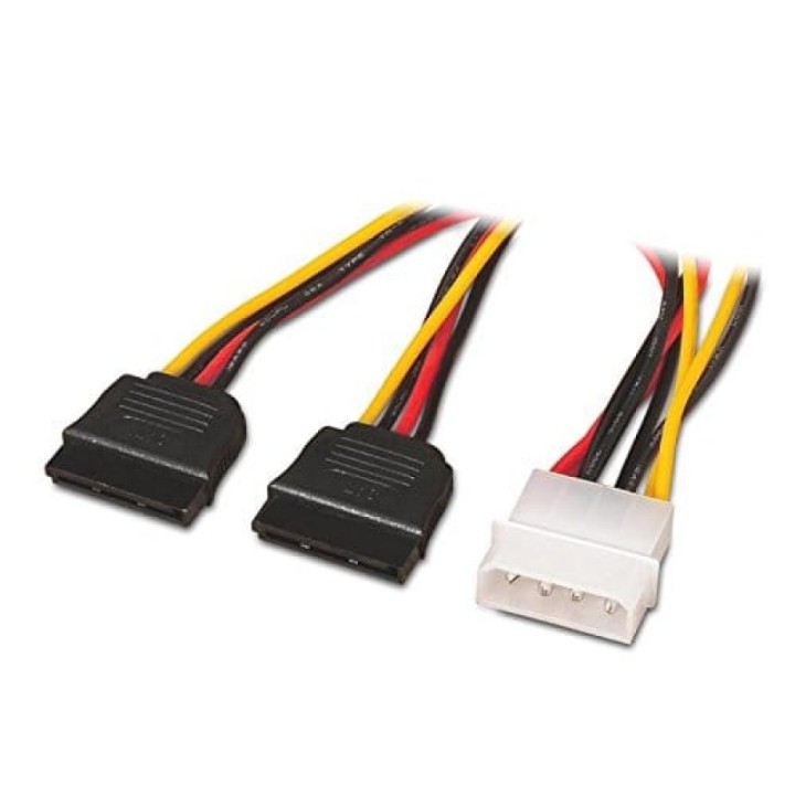 Nanocable Cable de Alimentación Interno Molex a 2xSATA 30cm Negro