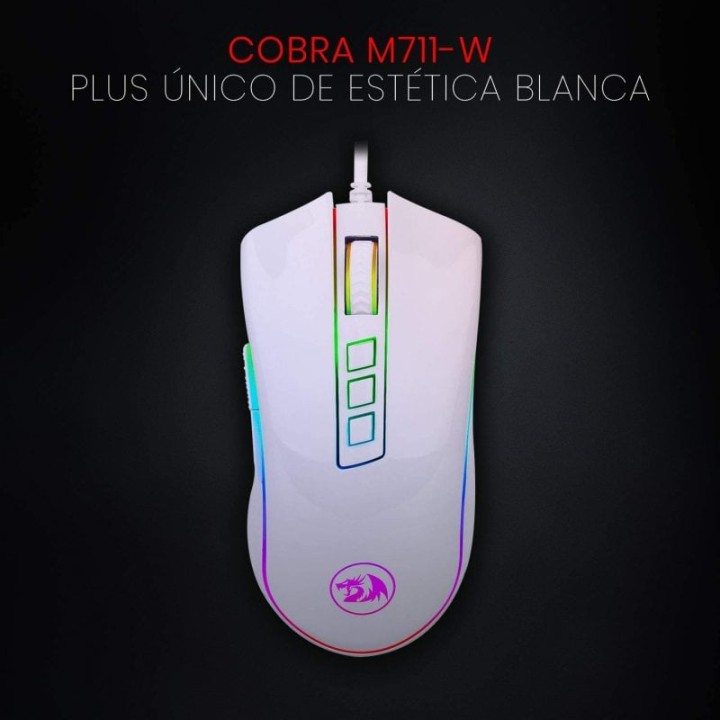 Redragon M711 Cobra White RGB Ratón Gaming 10000 DPI Blanco