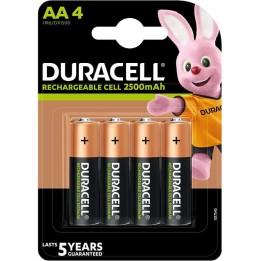 Duracell Pack 4 Pilas Recargables 2500mAh AA HR6