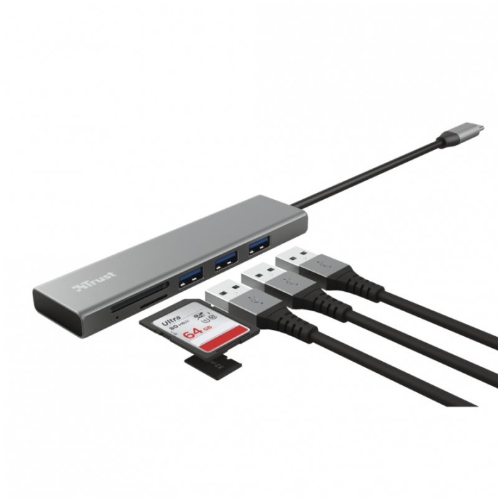 Trust Halyx Hub Multipuerto USB-C con Lector de Tarjetas
