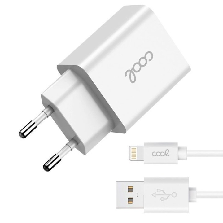 Cool Kit Cargador de Red + Cable USB 2.0 a Lightning 1.2m Blanco