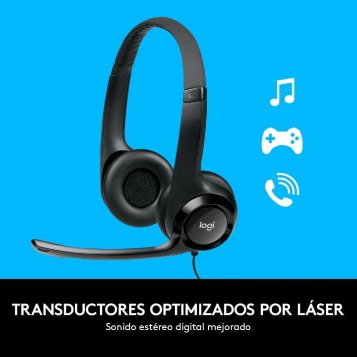 Logitech H390 Auriculares Estéreo con Micrófono con Supresión de Ruido USB-A funciona con Chromebook