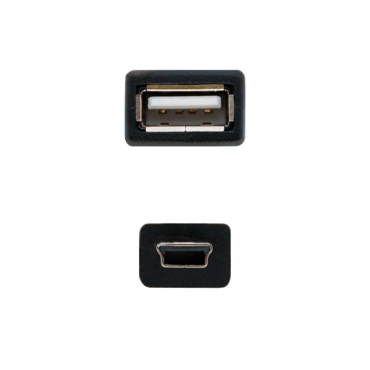 Nanocable MiniUSB-B/M a USB-A/H 15cm Negro (10.01.3800)