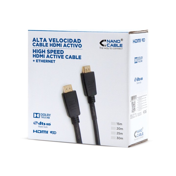 Nanocable HDMI A/M a HDMI A/M 25m Negro (10.15.1825)