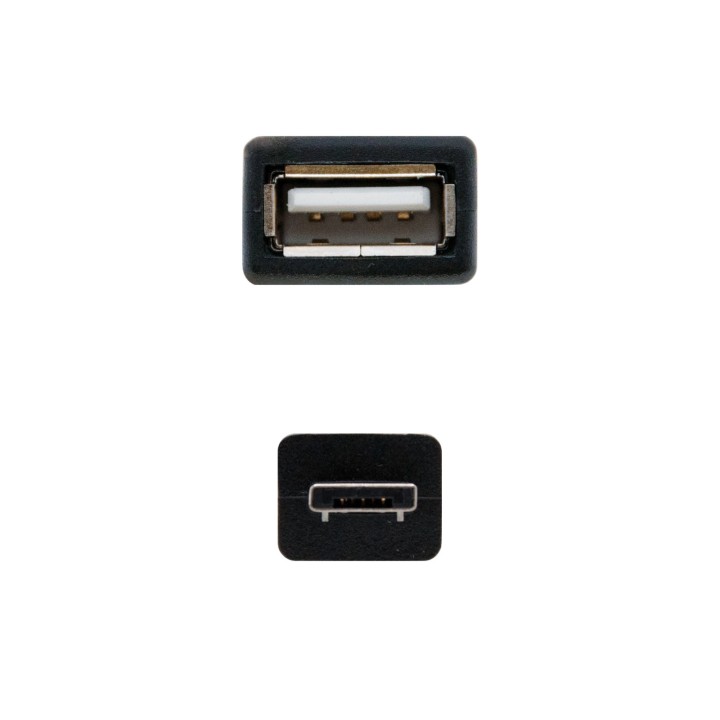 Nanocable mUSB-A/M a USB-A/H 15cm Negro (10.01.3000)