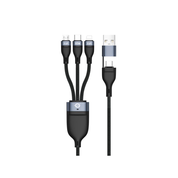 Cable CONCEPTRONIC USB-C/M 3en1 1.5m Negro (ETTA05B15)