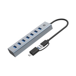Hub CONCEPTRONIC USB-C 3.0 a 7xUSB-A Gris (HUBBIES21G)