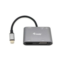 Adaptador USB-C Equip 133483 5 en 1 HDMI 4K VGA USB 3.0 PD 100W Negro