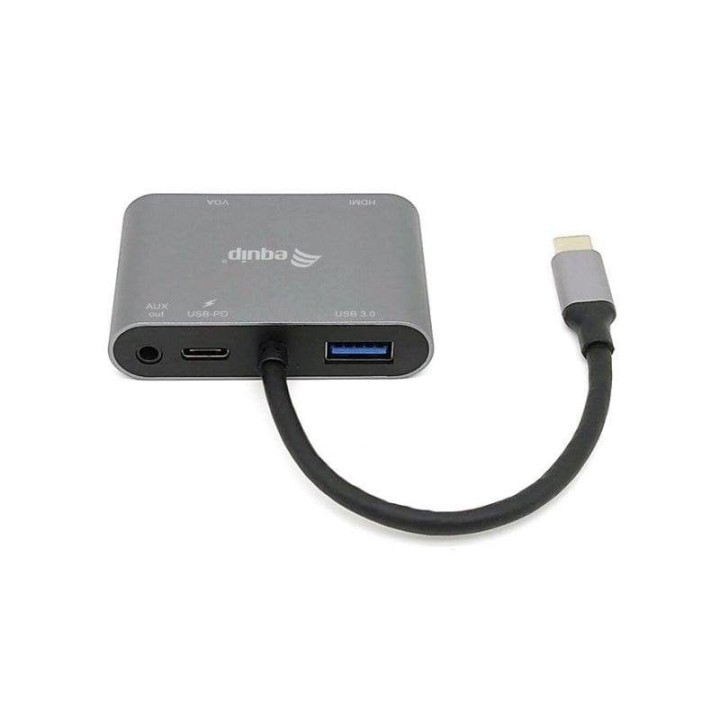 Adaptador USB-C Equip 133483 5 en 1 HDMI 4K VGA USB 3.0 PD 100W Negro