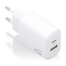 Cargador Pared AISENS Usb-C/Usb-A 25W Blanco(A110-0911)