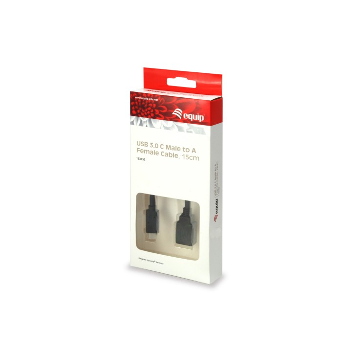 Cable EQUIP USB-A/H a USB-C/M 0.15m Negro (EQ133455)