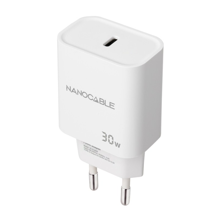 Cargador Pared Nanocable 1xUSB-C Blanco (10.10.2009)