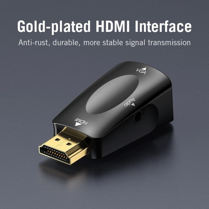 Vention AIDB0 Adaptador Conversor de HDMI Macho a VGA Hembra con Audio Jack 3.5mm