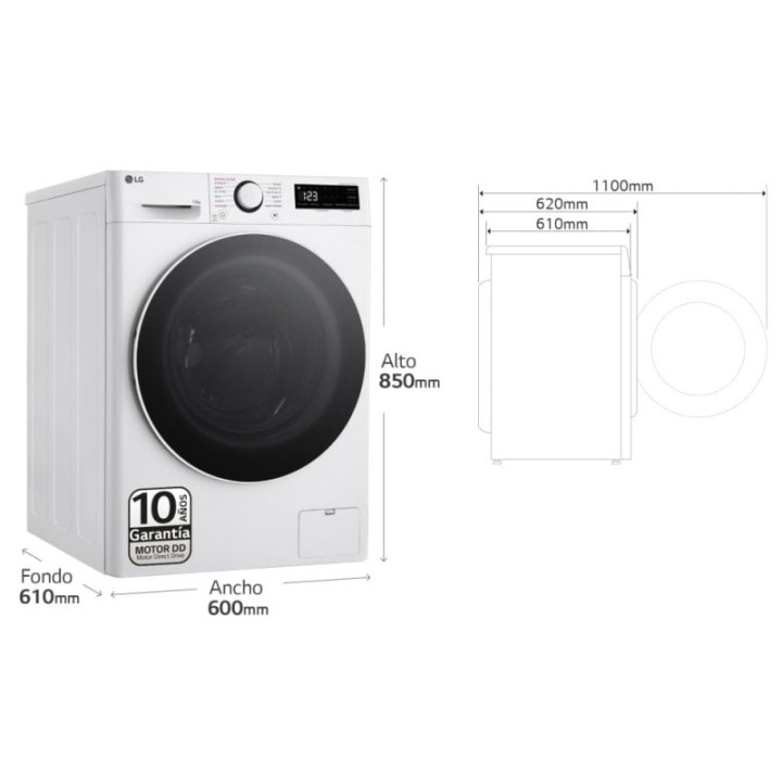LG Serie 600 F4WR6013A0W Lavadora Carga Frontal 13Kg A Blanca