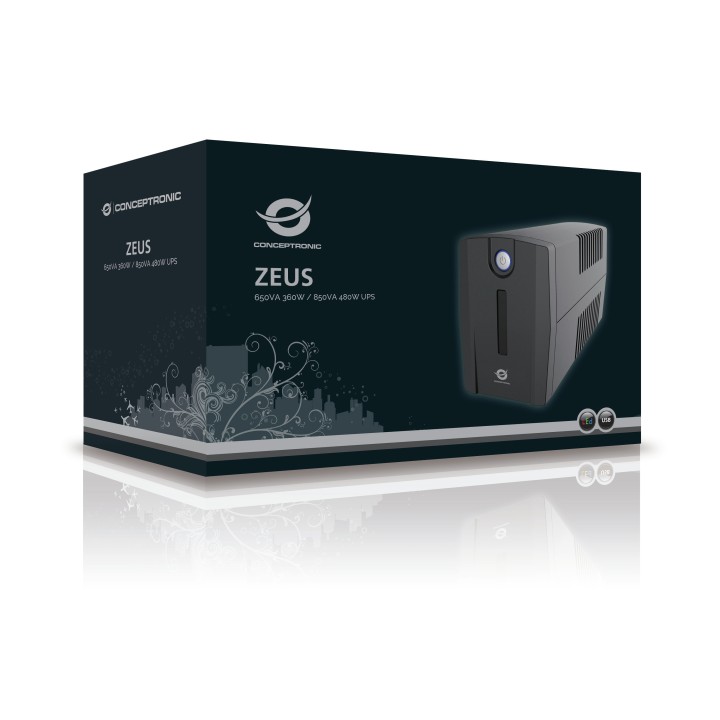 S.A.I. CONCEPTRONIC 850VA 480W 2xSchuko Negra(ZEUS02ES)