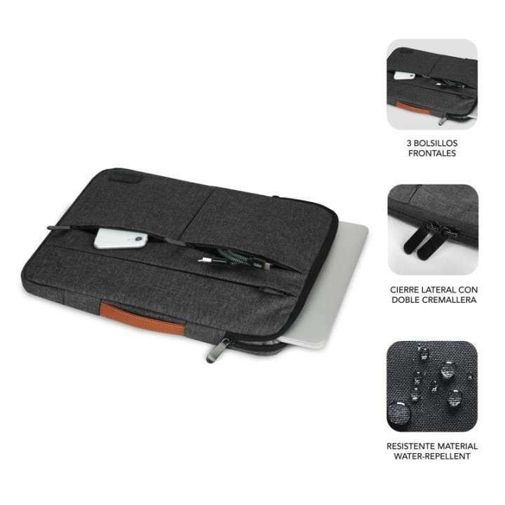 Subblim Funda Air Padding 360 Sleeve Dark Grey para Portátil hasta 15,6"