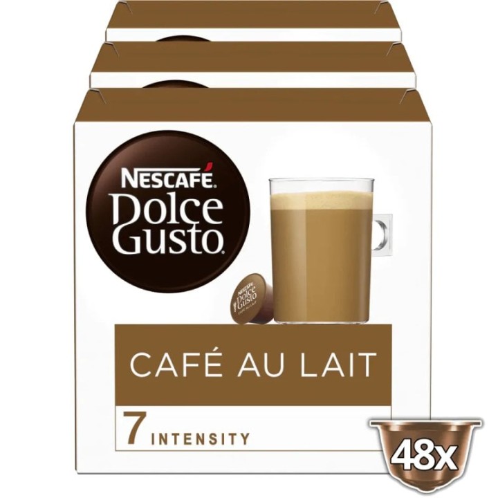 Nescafé Dolce Gusto Café con Leche Pack 3 Cajas de 16 Cápsulas