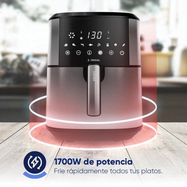 Origial FRYFIT 8L Freidora de Aire 8L 1700W Acero Inoxidable