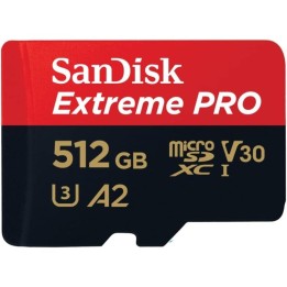 SanDisk Extreme Pro MicroSDXC 512GB UHS-I A2 Clase 10 V30 + Adaptador